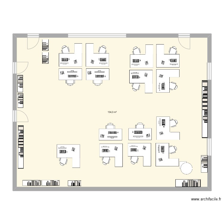 BUREAU au 17.02.2025. Plan de 1 pièce et 134 m2