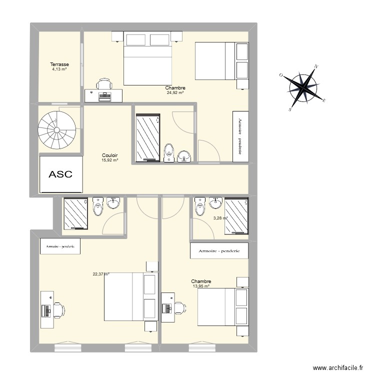 Nouvelle résidence. Plan de 6 pièces et 85 m2