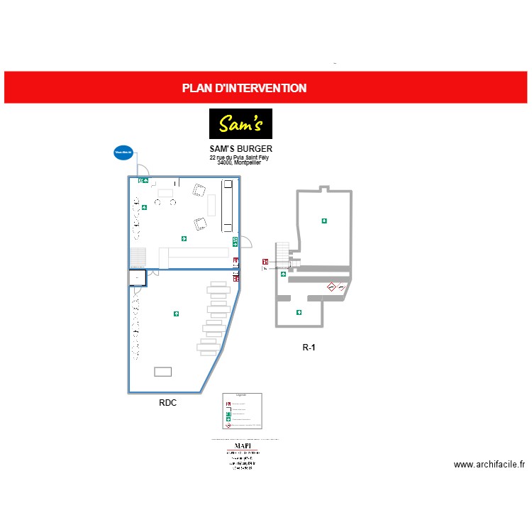     sam's burger . Plan de 2 pièces et 1056 m2