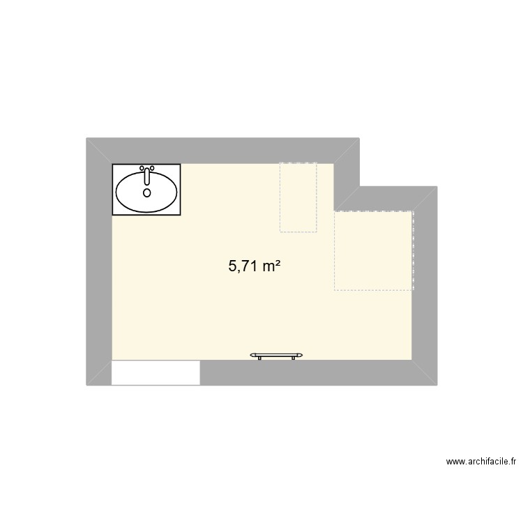 Salle de bain Romain. Plan de 1 pièce et 6 m2