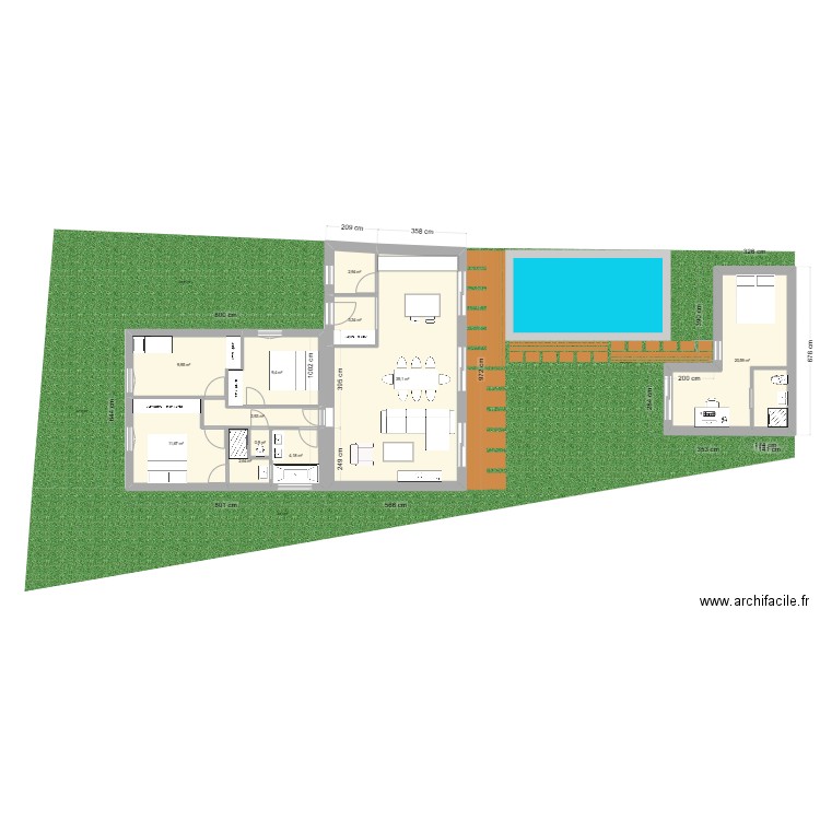 Echoppes. Plan de 11 pièces et 109 m2