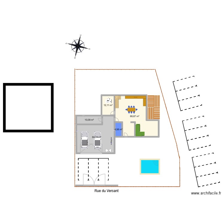 MI 150m² garage limite propriété. Plan de 11 pièces et 229 m2