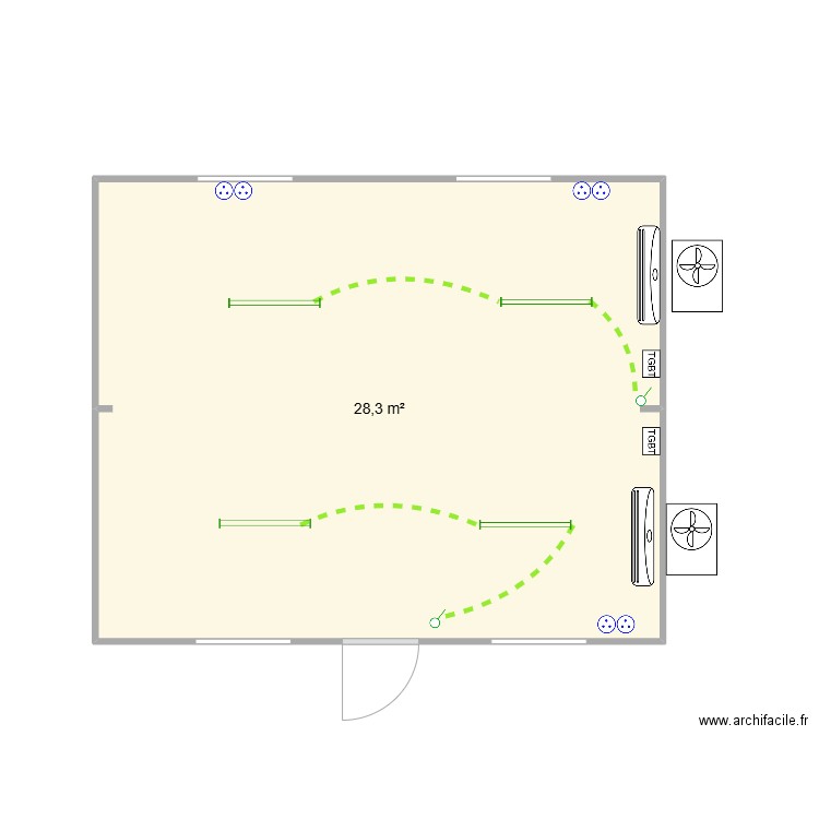 Réhab Salle de reunion. Plan de 1 pièce et 28 m2