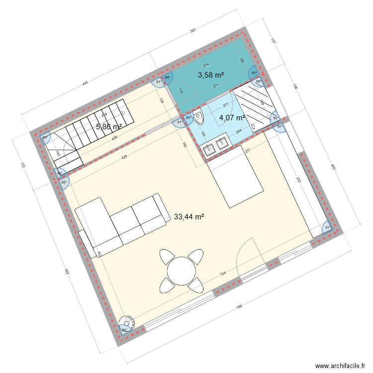 CADASTRE 3. Plan de 4 pièces et 47 m2