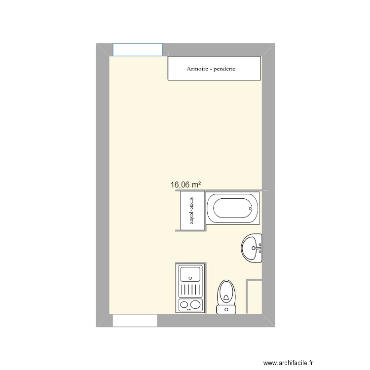 RDC_MIRAIL_AVANT. Plan de 1 pièce et 16 m2