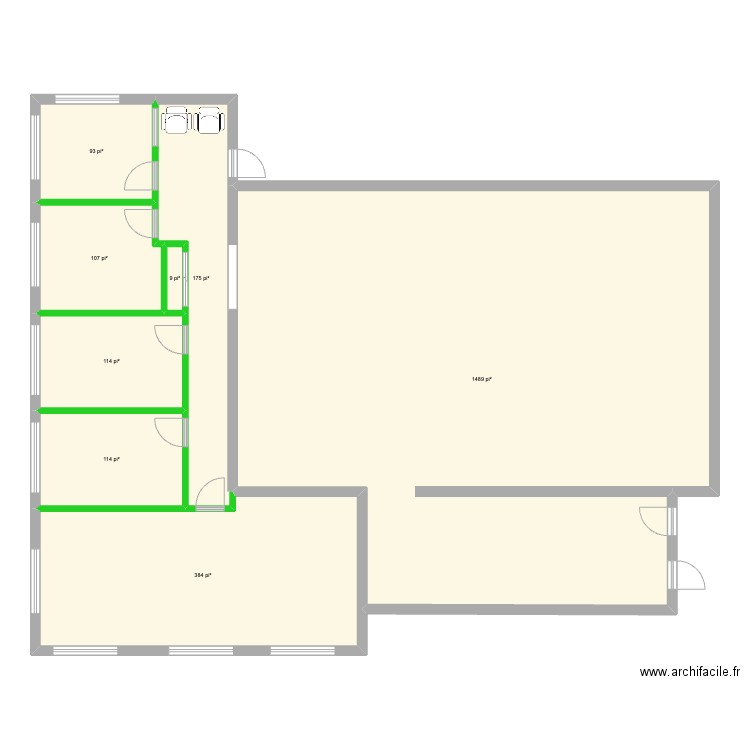 225 Seigneuriale agrandissement 49 X 19. Plan de 8 pièces et 231 m2