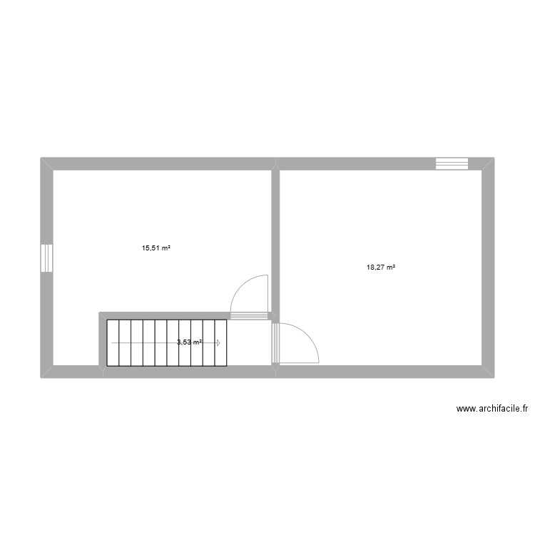 2nd Etage - Chambres Enfants. Plan de 3 pièces et 37 m2