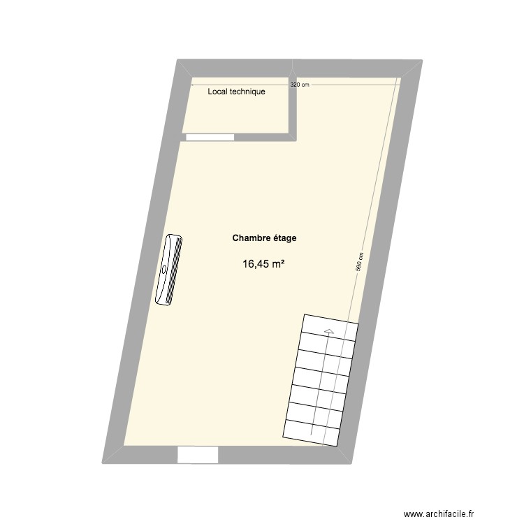 logt 24   chambre étage . Plan de 1 pièce et 16 m2