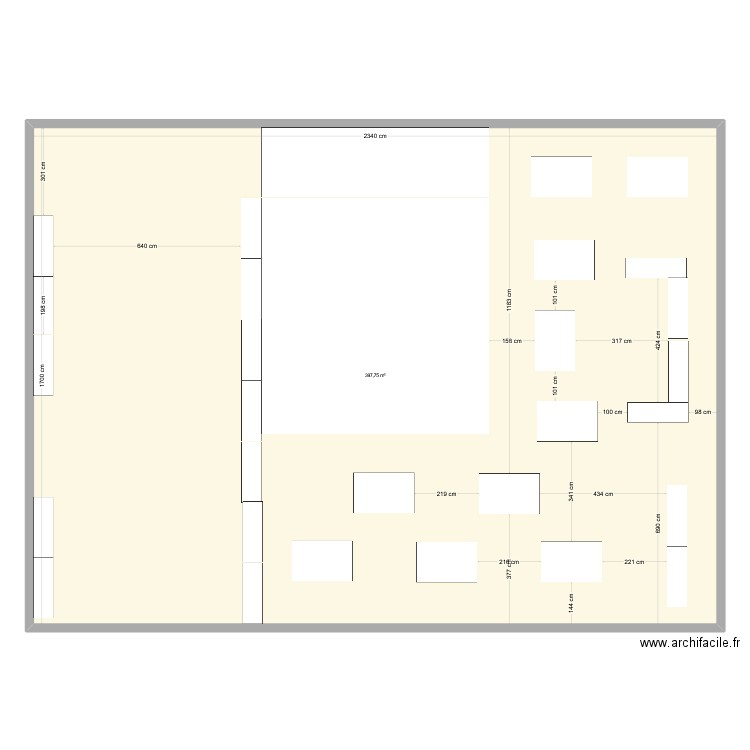 salle de mariage. Plan de 1 pièce et 398 m2