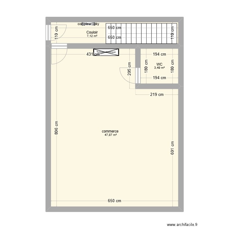 plan commerce rdc st tropez . Plan de 3 pièces et 58 m2