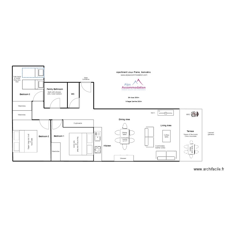 Joux Plane Apt. Plan de 6 pièces et 83 m2