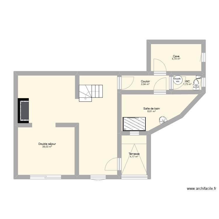 ORIGINE. Plan de 6 pièces et 62 m2