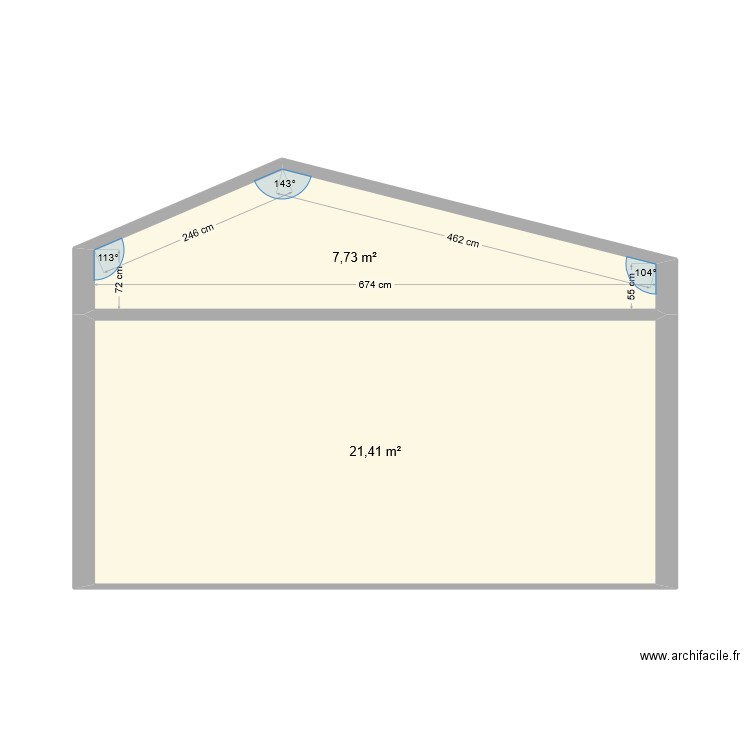 coupe maison. Plan de 2 pièces et 29 m2