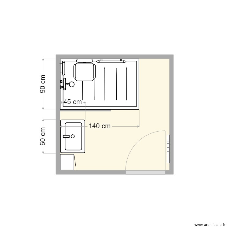 plan après travaux Carmona. Plan de 1 pièce et 4 m2