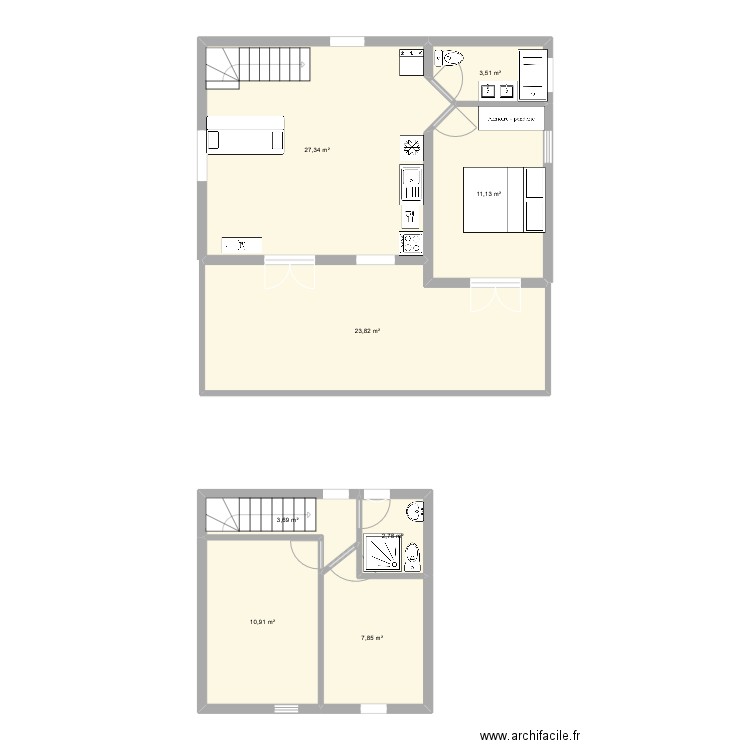 maison mayo. Plan de 8 pièces et 91 m2