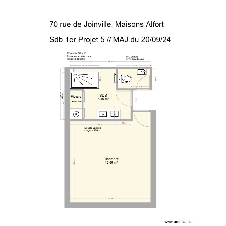 70 Joinville SDB Projet 7. Plan de 5 pièces et 24 m2