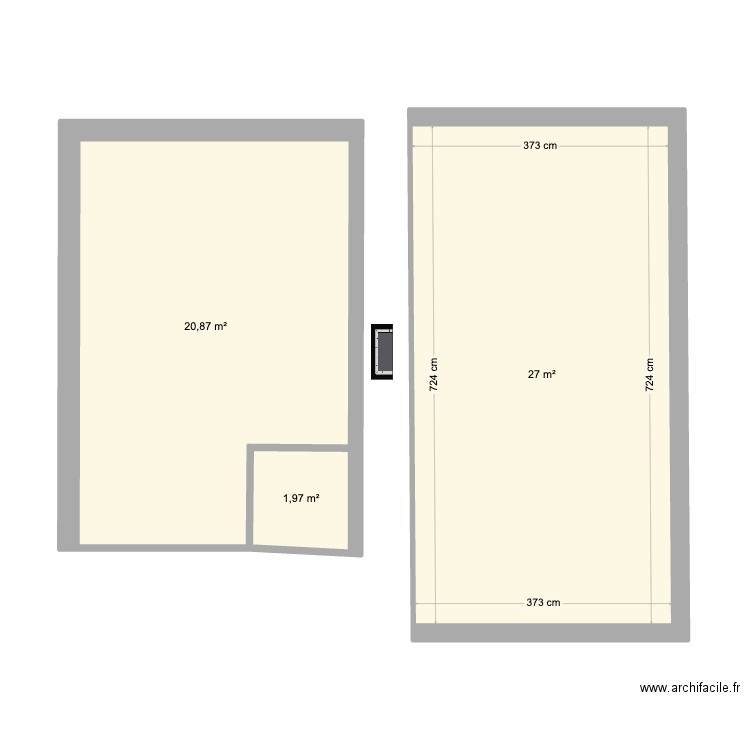 Augny RDC. Plan de 3 pièces et 50 m2