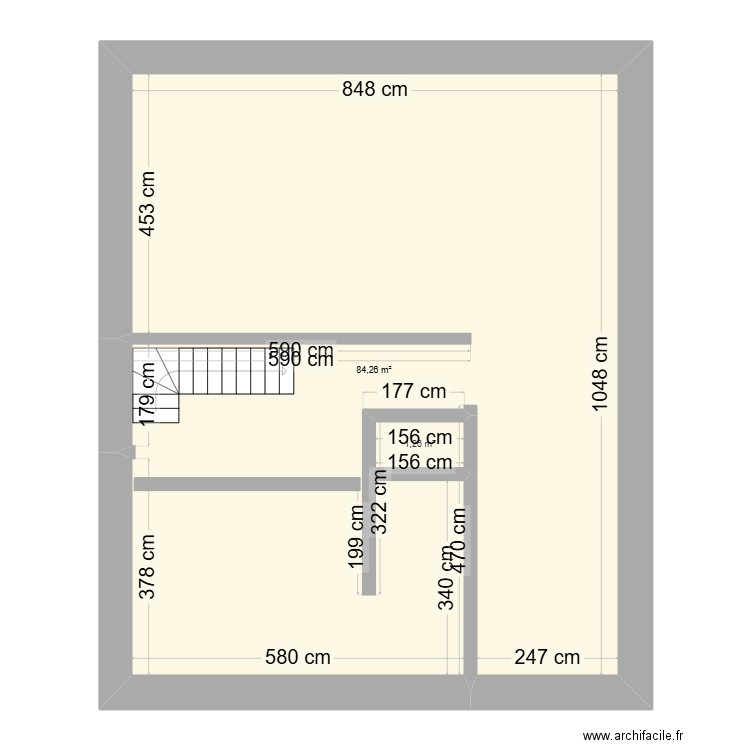 Villa RDC. Plan de 2 pièces et 86 m2