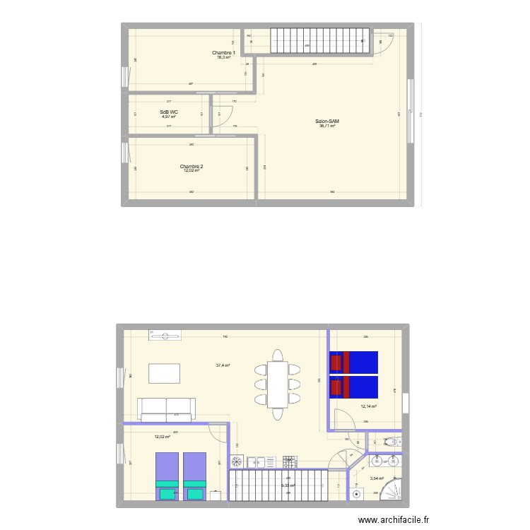 local pompiers. Plan de 9 pièces et 140 m2