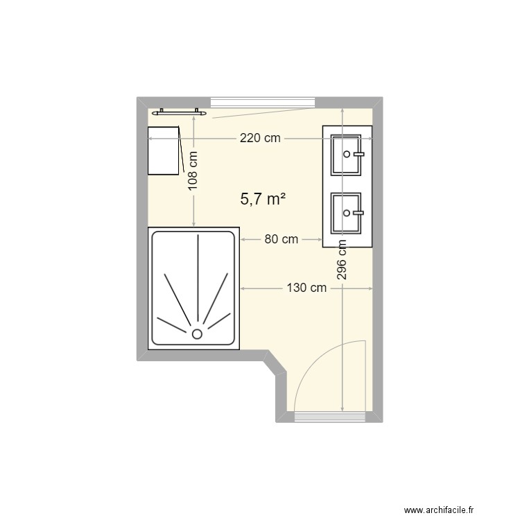 Plan sdb_v1. Plan de 1 pièce et 6 m2