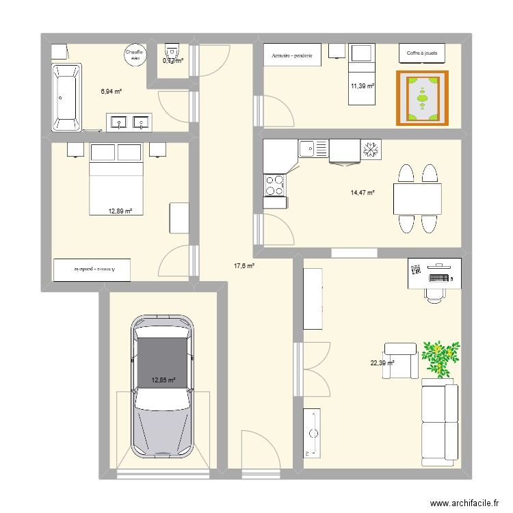 BAKERSFIELD. Plan de 8 pièces et 99 m2