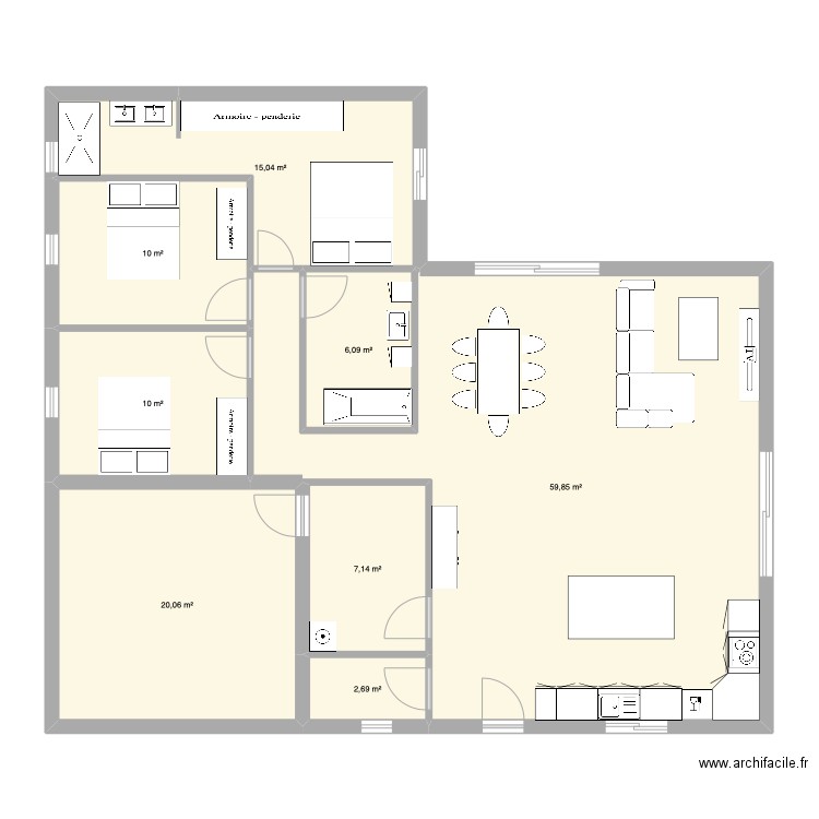 maison 1. Plan de 8 pièces et 131 m2