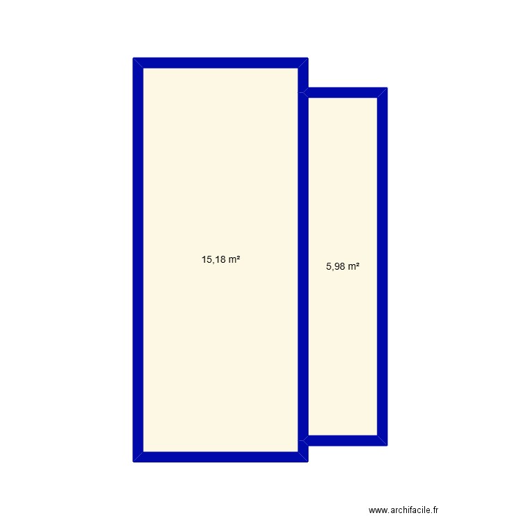 container. Plan de 2 pièces et 21 m2