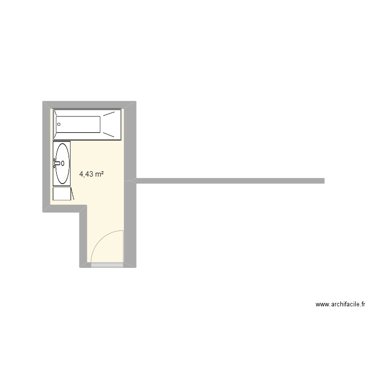 SDB. Plan de 1 pièce et 4 m2