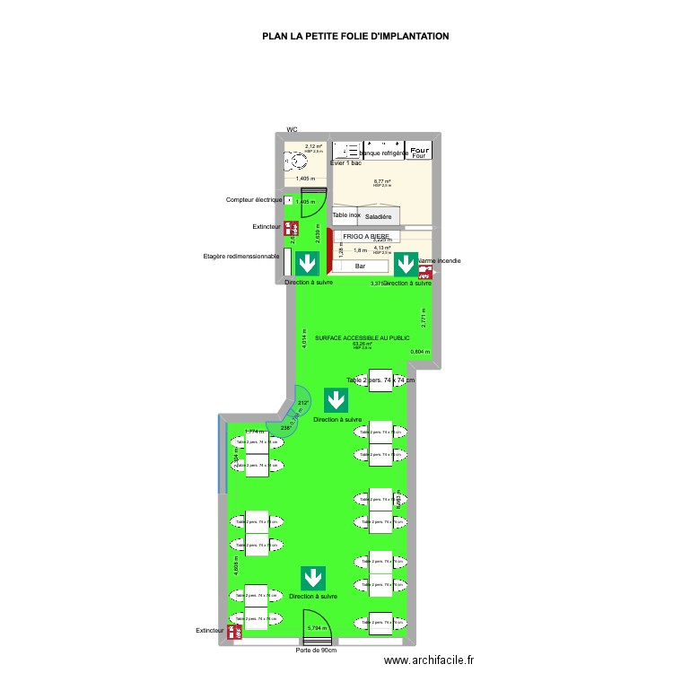 Plan LA PETITE FOLIE D'IMPLANTATION. Plan de 4 pièces et 78 m2