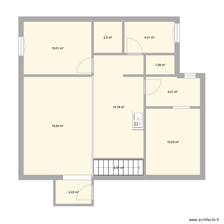 Test. Plan de 10 pièces et 70 m2