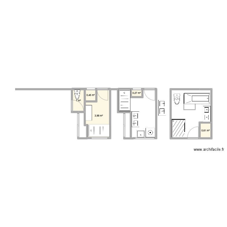 S. d'eau. Plan de 5 pièces et 6 m2