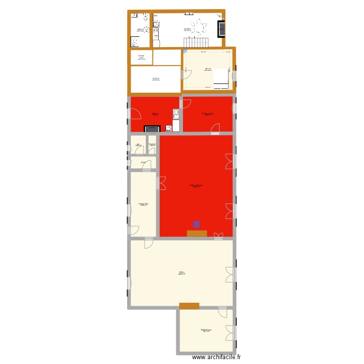 Rez de chaussée Sivry avec RC Jacqueline V3. Plan de 14 pièces et 259 m2