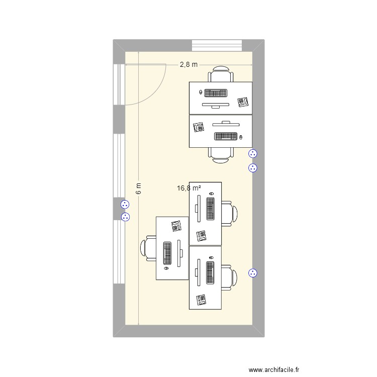 bureau saint ouen. Plan de 1 pièce et 17 m2