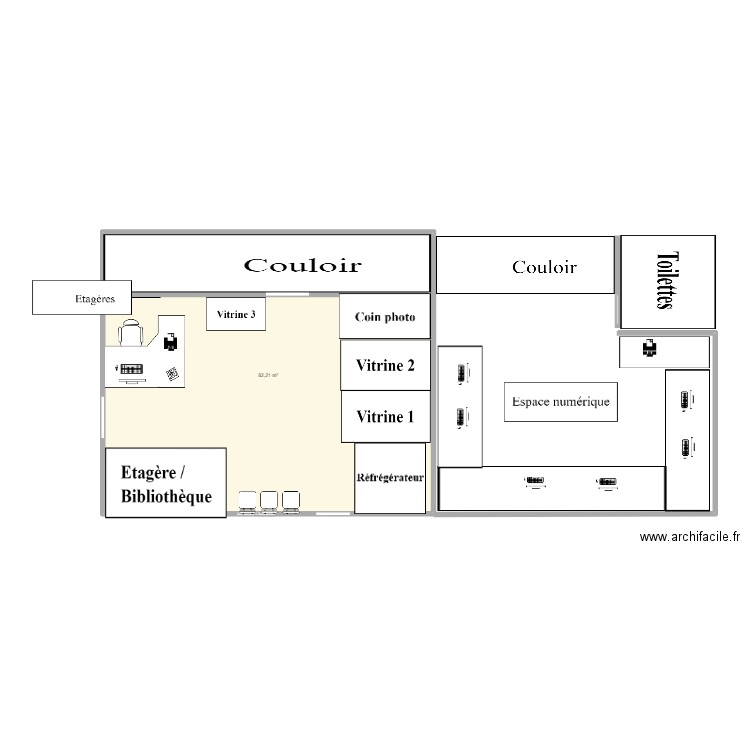 Nouveau Ymediat. Plan de 1 pièce et 82 m2