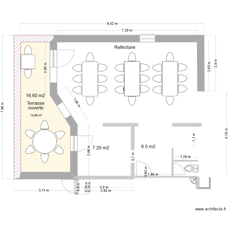 ST Cuisine aménagement. Plan de 1 pièce et 14 m2