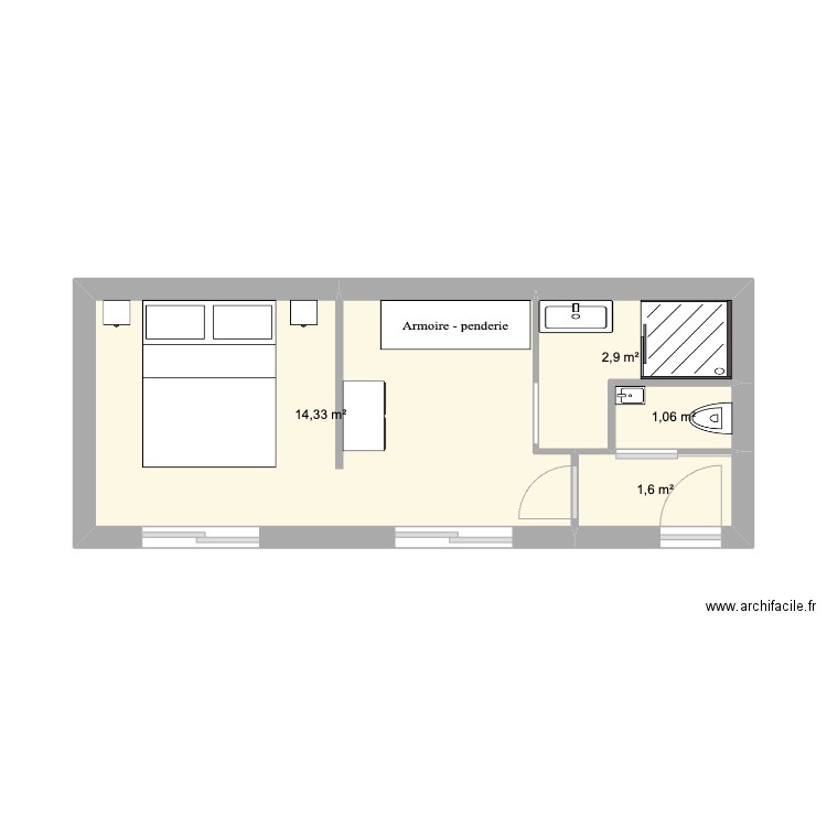 ESSAI 1. Plan de 4 pièces et 20 m2