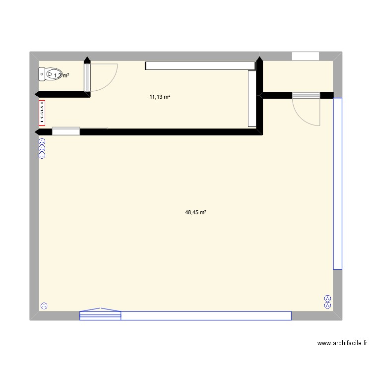 CAROLINE 2. Plan de 3 pièces et 61 m2