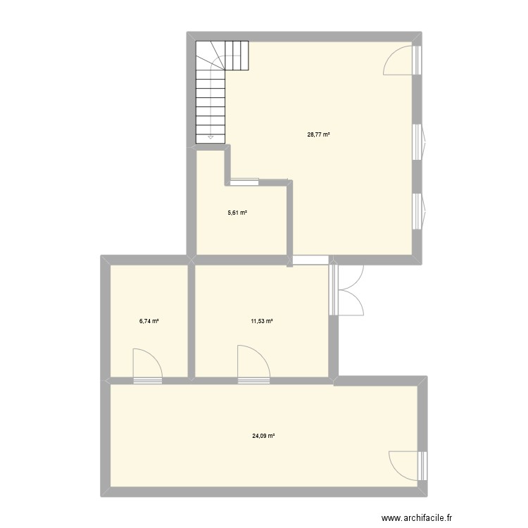 FORT . Plan de 5 pièces et 77 m2