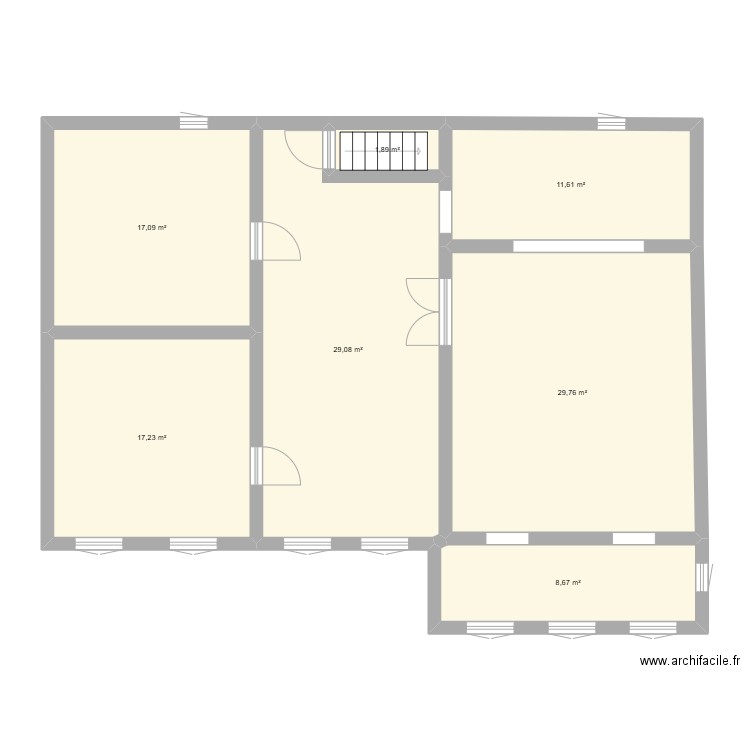 château de Bours plan 2em etage. Plan de 7 pièces et 115 m2