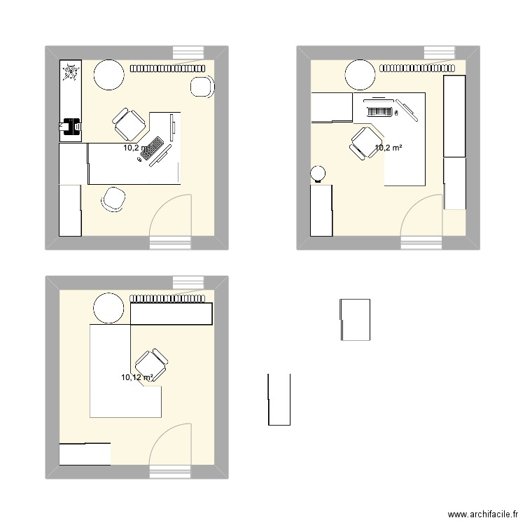 bureau LMV. Plan de 3 pièces et 31 m2