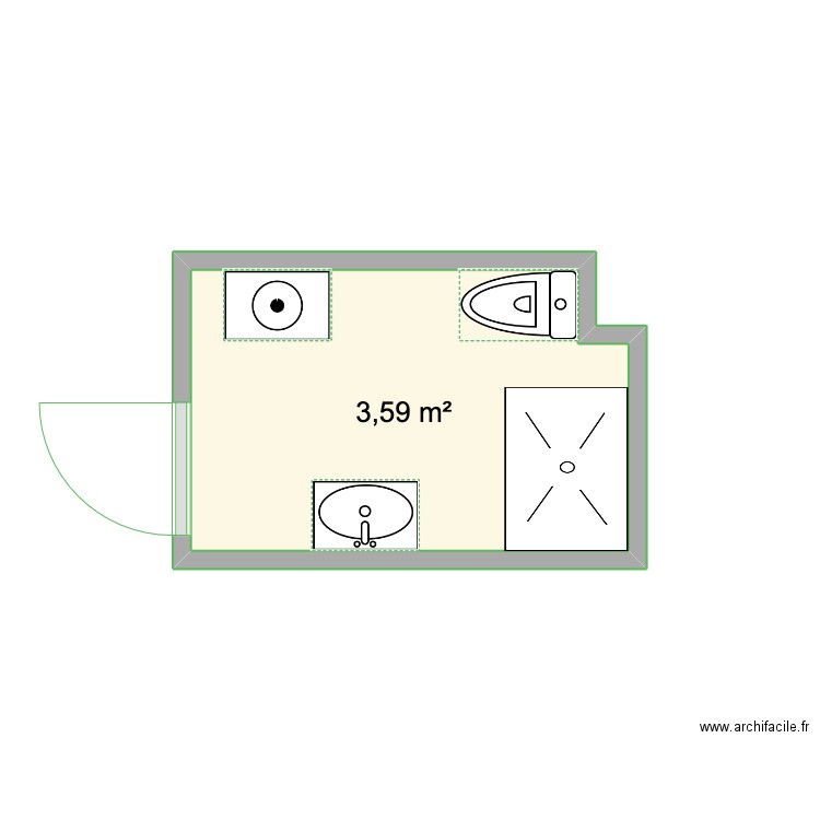 Réniere. Plan de 1 pièce et 4 m2