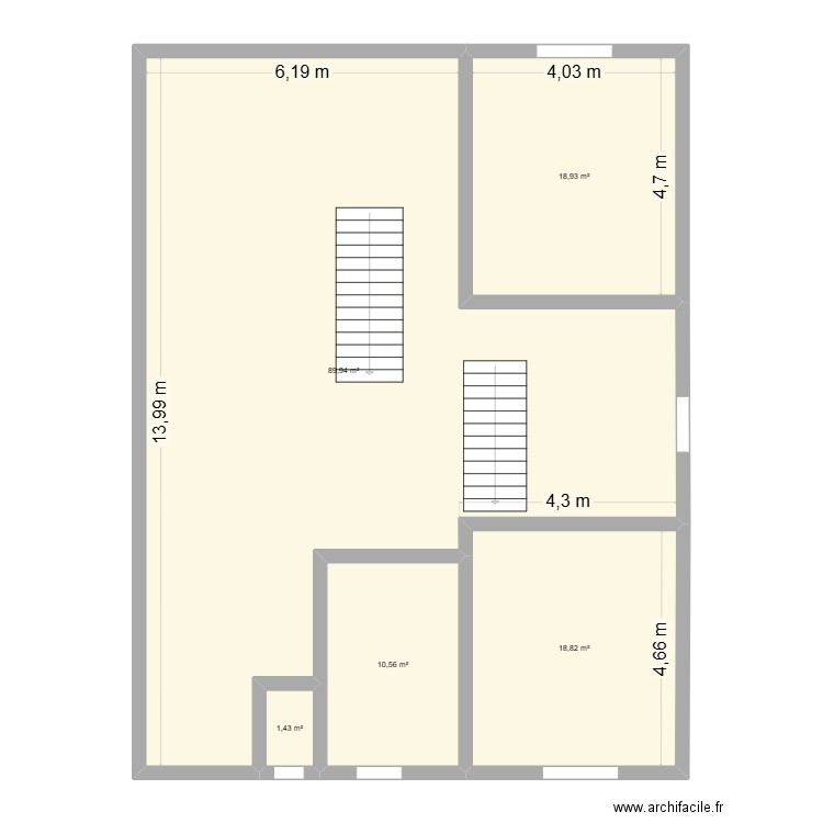 1ER ETAGE. Plan de 5 pièces et 140 m2