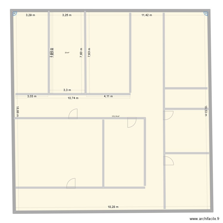 ITC. Plan de 2 pièces et 336 m2