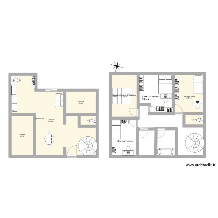 Maison manses. Plan de 7 pièces et 78 m2