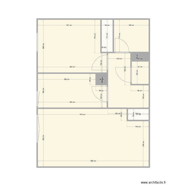 Plan total 27 r HR. Plan de 9 pièces et 44 m2