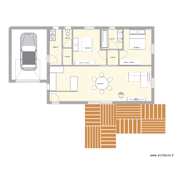 couicZIP. Plan de 8 pièces et 69 m2