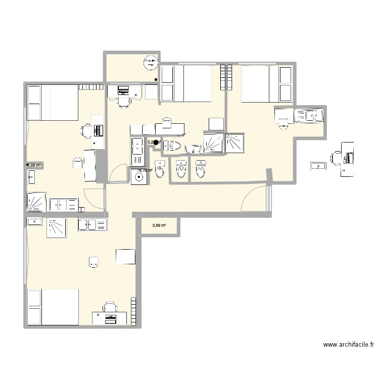 RICHELIEU2 V8. Plan de 4 pièces et 81 m2