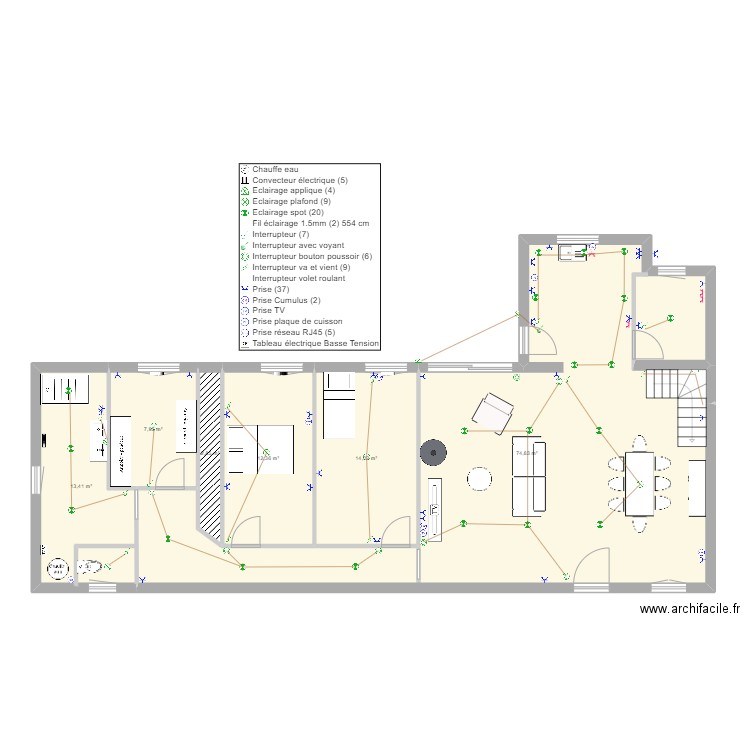 Curdy 1. Plan de 11 pièces et 210 m2