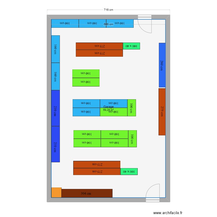 Stockage labo final. Plan de 1 pièce et 69 m2