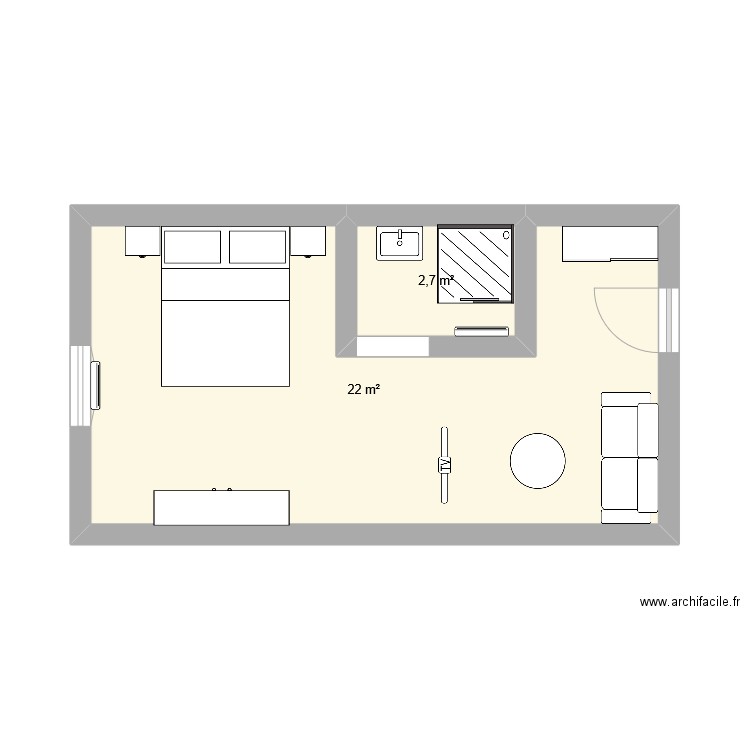 Plan1. Plan de 2 pièces et 25 m2